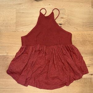 Free people Women's Red Sleeveless flowy summer tank Top size small SP like new